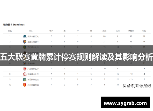 五大联赛黄牌累计停赛规则解读及其影响分析